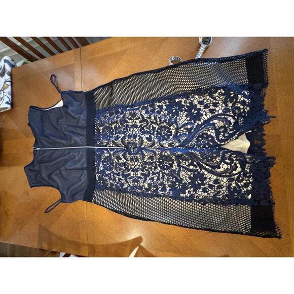 Navy Blue Lace Overlay Sheath Dress Lane Bryant size women’s 22 - Picture 7 of 7